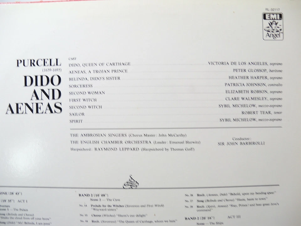 PURCELL Dido And Aeneas EMI Angel UK LP RL-32117 Barbirolli Ambrosian Singer - Image 4 of 4