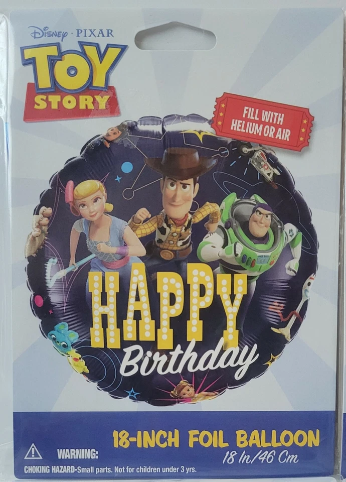 批量 4 件 迪士尼玩具总动员 生日快乐 铝箔气球 18 英寸 全新 免运费 M2 — 第 2/3 张图片