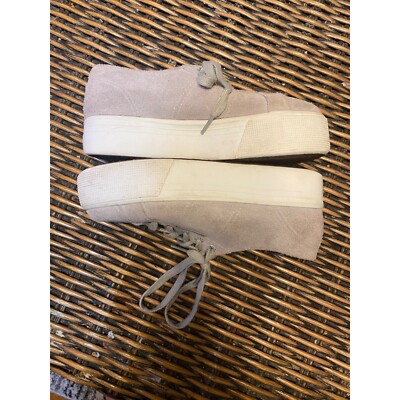 Superga Women's Platform Shoes Size 6.5 Euro Sz 37 Sand Suede Leather GUC