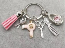 Brand New Cute Hair Stylist Barber Charms Pink Tassel Keychain Gift Idea