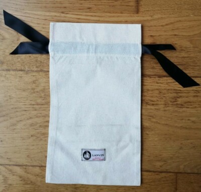 LANVIN Paris Staubbeutel Elfenbein Kordelzug rechteckig Baumwolle Logo 19x33,5 cm Sehr guter Zustand