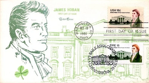 1981 James Hoban Joint FDC (US #1935-6/Ireland #504) Tudor House