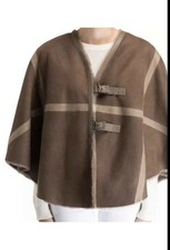 Lilienfels Wildleder Lammfell Poncho Leder Umhang braun Gr. 38-40, M-L Neu