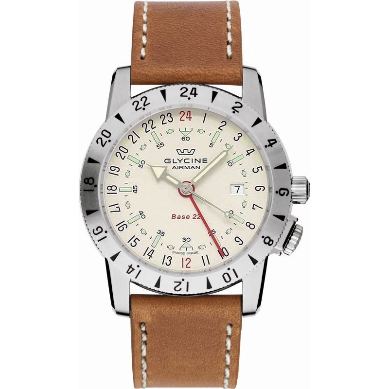 GLYCINE Airman Base 22 GMT Cream Dial GL0201 Swiss Automatic Watch