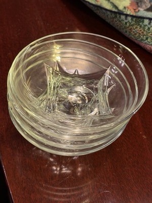 4 Vintage MCM Hazel Atlas Glass Colony Clear Glass Square Bottom 6'' Bowl NICE!!
