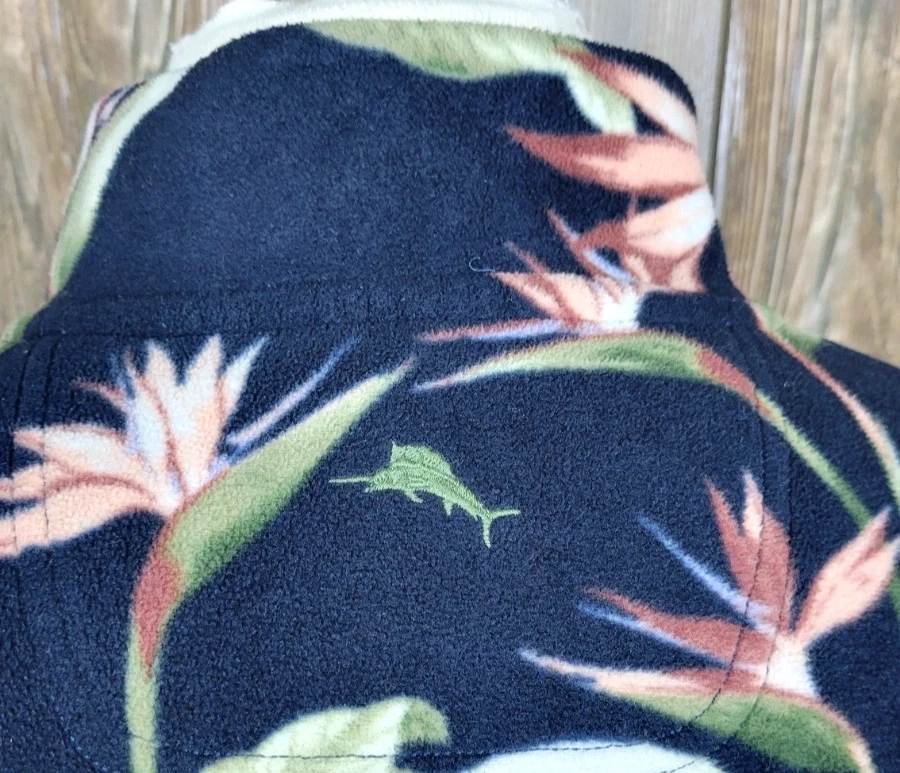 Tommy Bahama Hawaiian Fleece Jacket Floral 1/4 Snap Aloha Tropical Mens XL VGC - Image 4 of 4