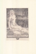 Exlibris Bookplate Radierung Alfred Soder 1880-1957 Frauenakt See Landschaft 5