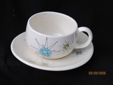 Vintage Franciscan Atomic Starburst Tea Cup and Saucer Mid-Century Modern EUC