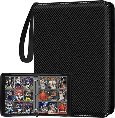 Trading Card Binder with Sleeves 9 Pocket Premium 720 Double Sided Pocket PU ...