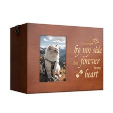 Pet Urns for Cats or Dogs Ashes with Photo Frame, Wooden Memory Box for Keeps...