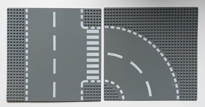 LEGO  City Baseplate Road | Straßenplatte | Kurve | T-Kreuzung | grau | 32x32