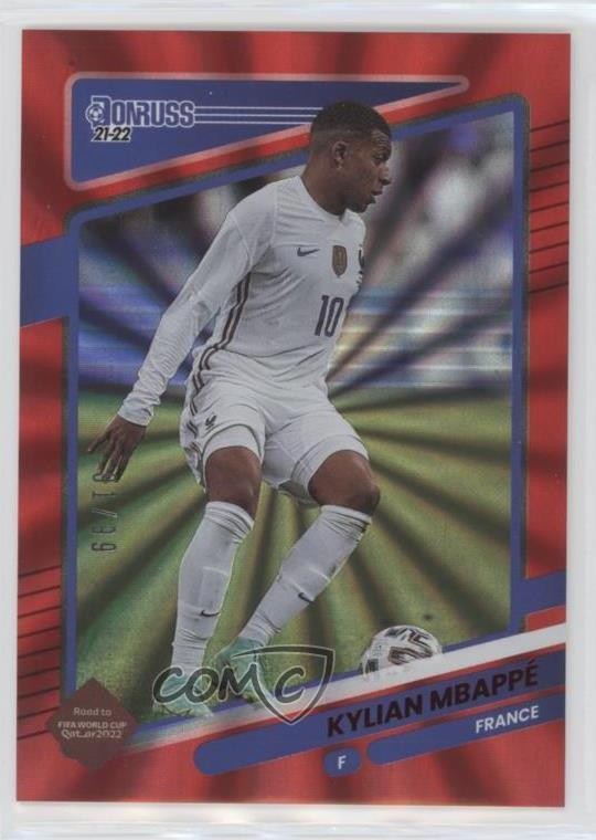 2021 Panini Donruss Road to Qatar Holo Red Laser 1/99 Kylian Mbappe Mbappé 0xm9