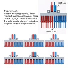 _6Pcs DIN Rail Terminal Blocks 2 In 12 Out Wiring Splicing Connector For Home