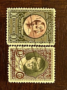 Luxembourg 1924-1925 Caritas Charity Stamps Pair Scott B12 B13 Used