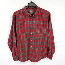 WOOLRICH WOOLEN MILLS Mens Long Sleeve Plaid Flannel Shirt Sz XL Red 100 Cotton
