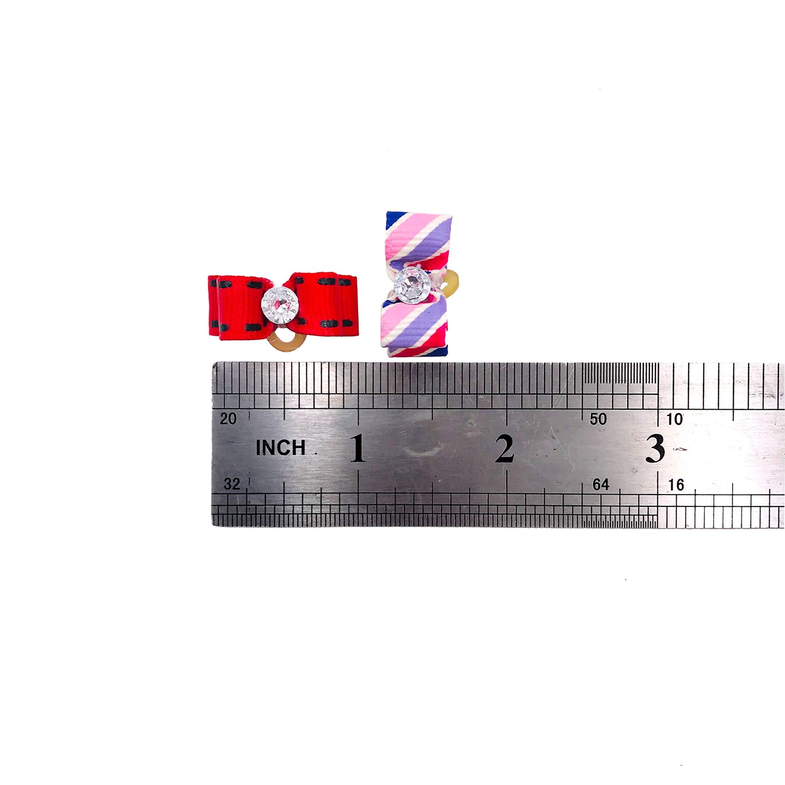 PET SHOW 0.98inch0.39inch Tiny Small Dogs Hair Bows with Rubber Bands Ribbon