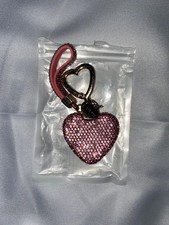 Ladies Pink Rhinestone Bling Crystal Heart Keychain Charm Key Fob Bag
