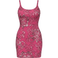 Express Dreamweight Cotton Pink Sequin Floral Tank Mini Dress XS VTG 2010