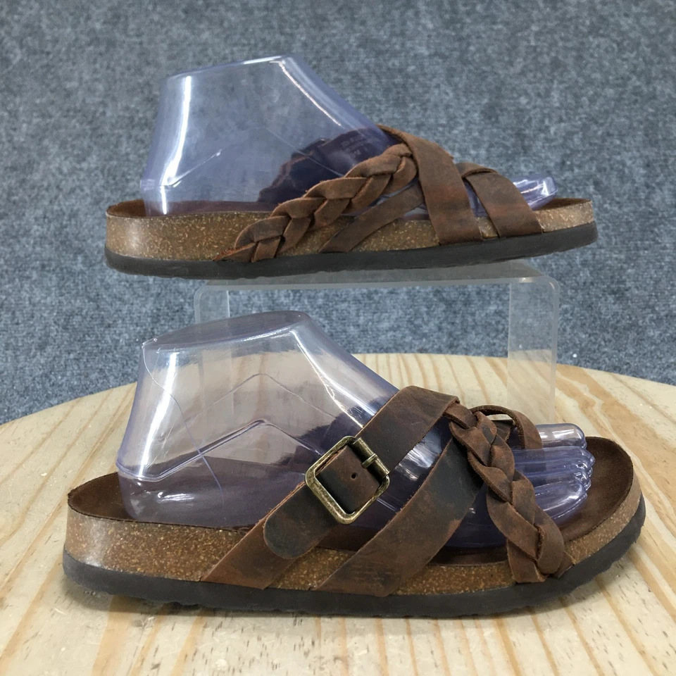 Sandalias de montaña blancas para mujer 8 M marrón Harrington chanclas hebilla de cuero Foto 2 de 4