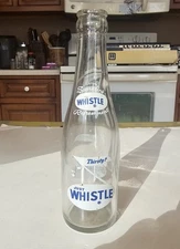 Just Whistle Soda Pop Bottle Clear Glass Vintage 7 oz. ACL