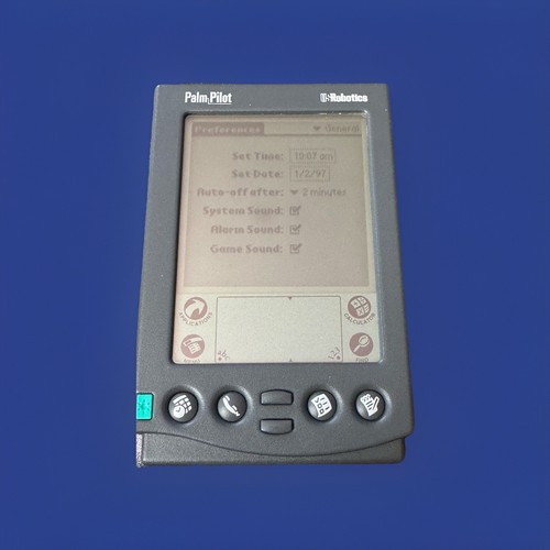 PalmPilot Personal US Robotics PDA vintage 1997 avec stylet et étui cuir FONCTIONNE - Photo 3 sur 5