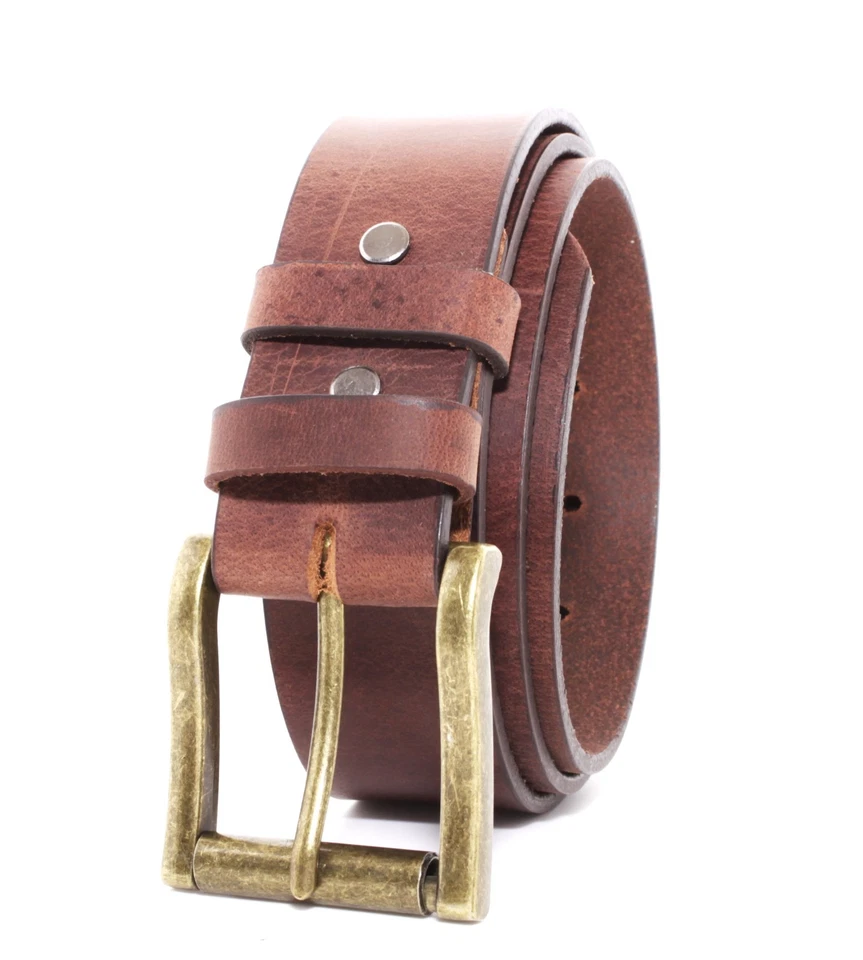 Men's Genuine Buffalo FULL GRAIN Leather Belt, 1 1/2" width, Handmade, By Amish - Image 3 of 4