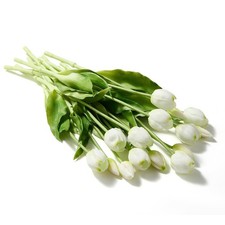 Pmyra 15Pcs Fake Tulips Artificial Flowers Real Touch Latex Bouquet Faux Tuli...