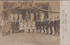 1907 Memorial Day Stage Patriotic Kids Greenfield New Hampshire NH RPPC Postcard