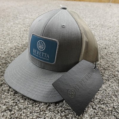 NEW Beretta Hat Cap Mens Gray One Size Adjustable Snap Back Trucker Mesh Hunting