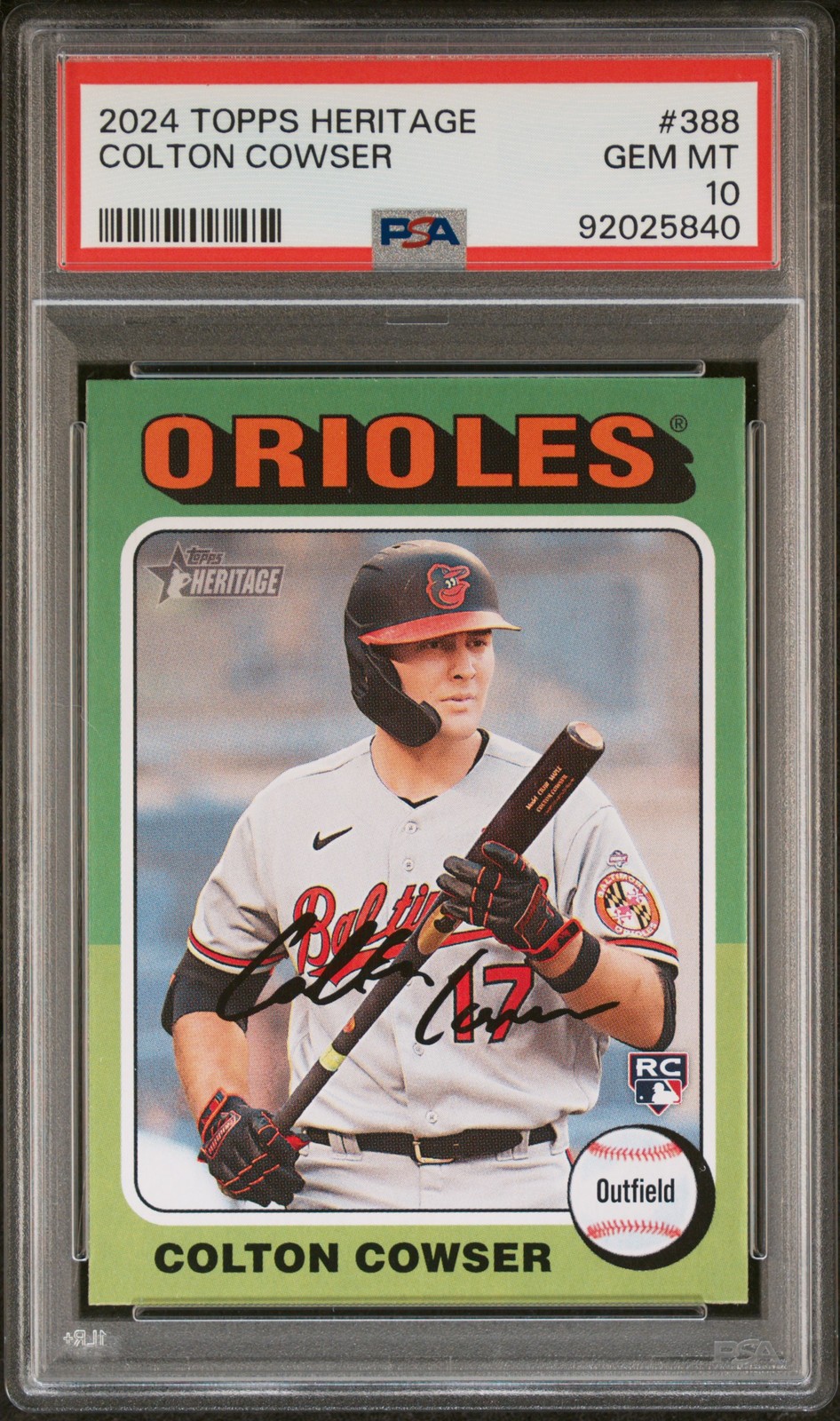 2024 Topps Heritage #388 Colton Cowser PSA 10