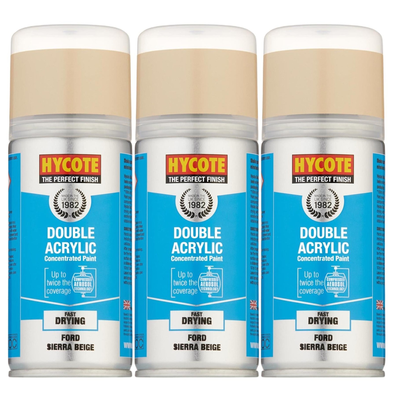 Hycote Colour Spray Paint XDFD112 Ford Sierra Beige 150ml x3