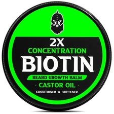 Beard Balm, 2X Thickening Biotin, with Castor Oil and Argan & Jojoba Oils, Pr...