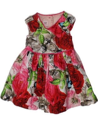 TED BAKER Baby Mädchen ärmelloses A-Linien Kleid 0-3 Monate rot Blumen Baumwolle BI09