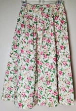 Vintage Herman Geist Floral Midi Skirt 4 Cottagecore Coquette Pleated Pink Roses