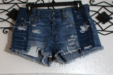 American Eagle Jean Shorts Women's Size 4 Blue Hi Rise Distressed