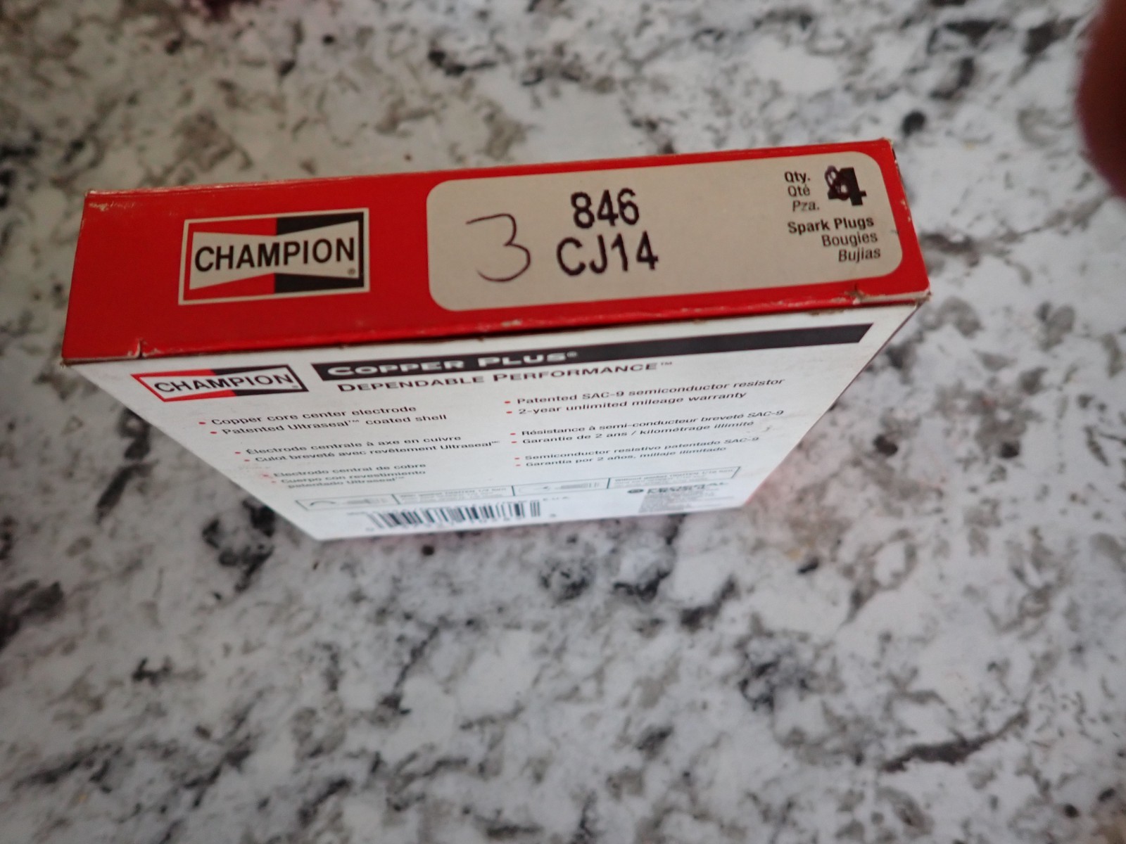 PKG. of 3 New Genuine Champion spark plugs CJ14 846  FREE SHIPPING
