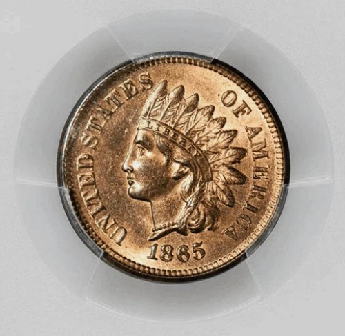 1865 Indian Head Cent Penny Red Brown Gem BU++ Key Date