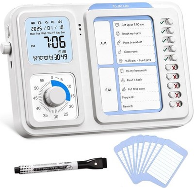 Nixroork 3-In-1 Visual Timer Adhd Tool For Kidsadults Task Timer Chore Chart