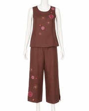 Paraphrase Linen Rayon Embroidered Pant Set 2 Pc Boho Art To Wear Cottagecore 6