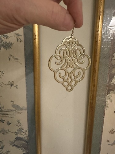 Scroll And Vine? Goldtone Filigree Fashion Earrings For Women, Large! - Picture 6 of 6