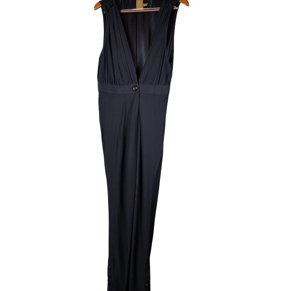 100% Silk Ali Ra Navy Faux Wrap Romper Jumpsuit Sz 4 by Donna Morgan Elegant - Image 2 of 4