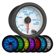Glowshift Engine Oil Temp Gauge Kit W Sensor Sending Unit White 7 Color