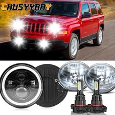 For 2010-2014 Jeep Patriot 7 Inch Round Led Headlights Fog Light W H16 Bulbs