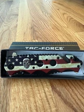 Tac Force Flag/Skull Linerlock A/O Aluminum Folding Stainless Pocket Knife 809F