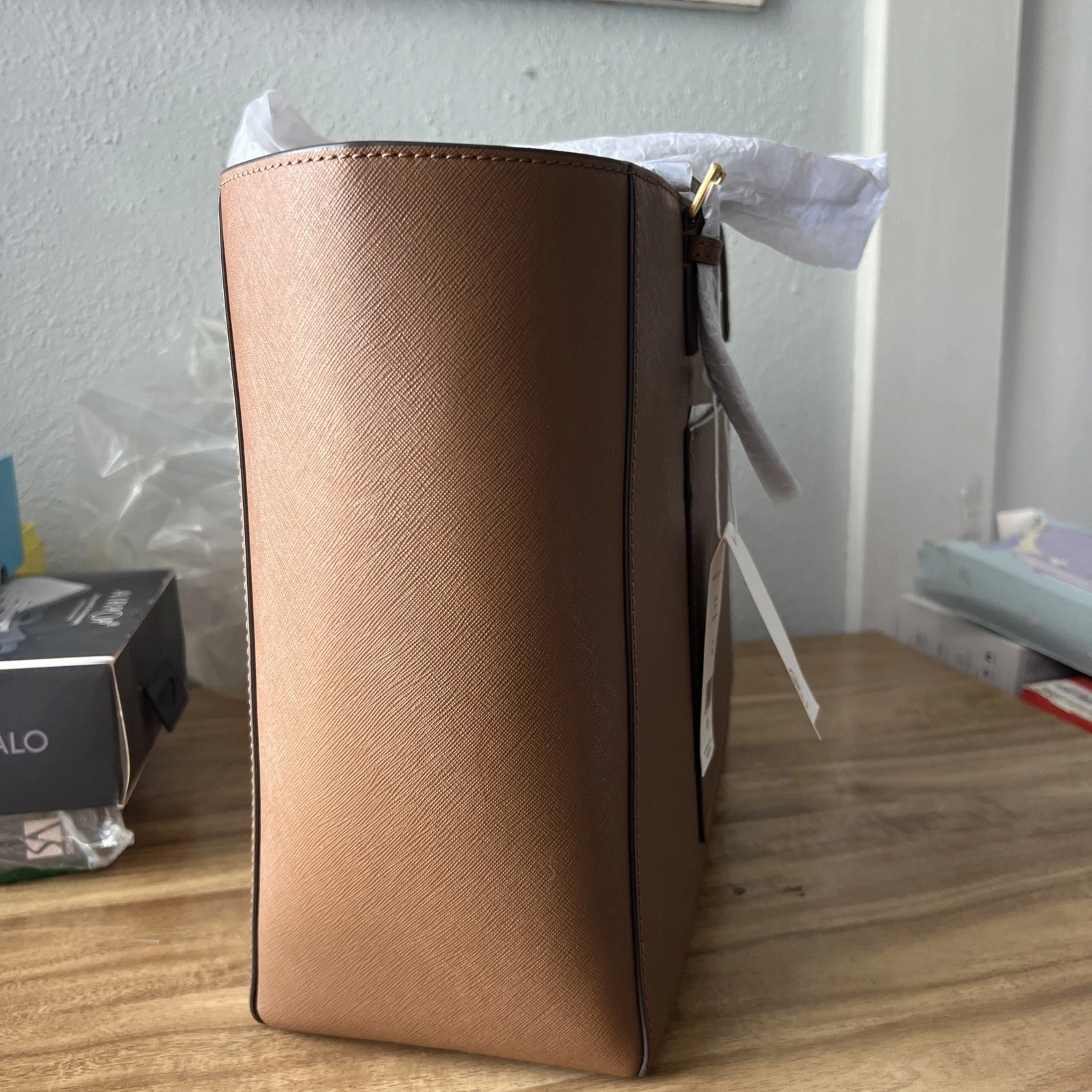 Borsa a tracolla grande Tory Burch 134836 Emerson in pelle saffiano marrone alce