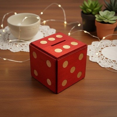 Enigma Dice Cube Secret Puzzle Box Money Trick Box - Red Color