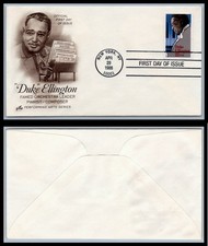 US FDC # 2211 22c Duke Ellington  ArtCraft  L.cancel 1986, 9Q3488