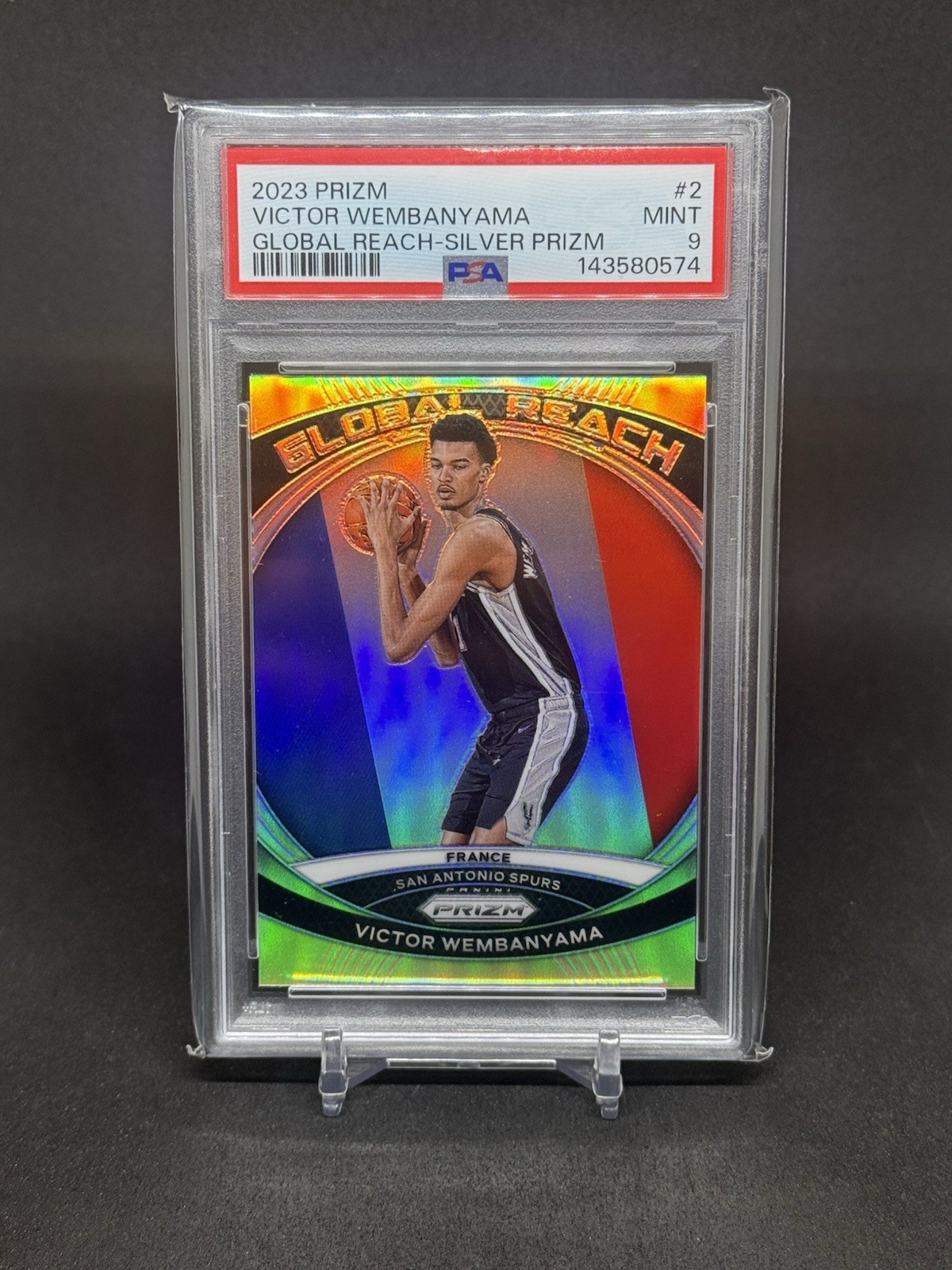 VICTOR WEMBANYAMA 2023-24 Panini Prizm GLOBAL REACH SILVER PRIZM- PSA 9 🔥 Spurs view 1