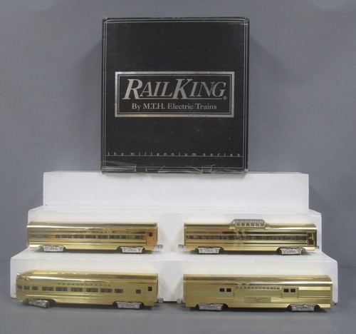 MTH 30-6707 O PRR 60' Juego de vagones de pasajeros de aluminio chapado en oro 18K (juego de 4) LN | Zustand: Used