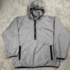 Vintage Nike Jacket Mens Large Silver Anorak Windbreaker Hoodie Center Swoosh